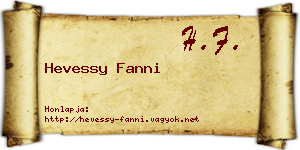 Hevessy Fanni névjegykártya